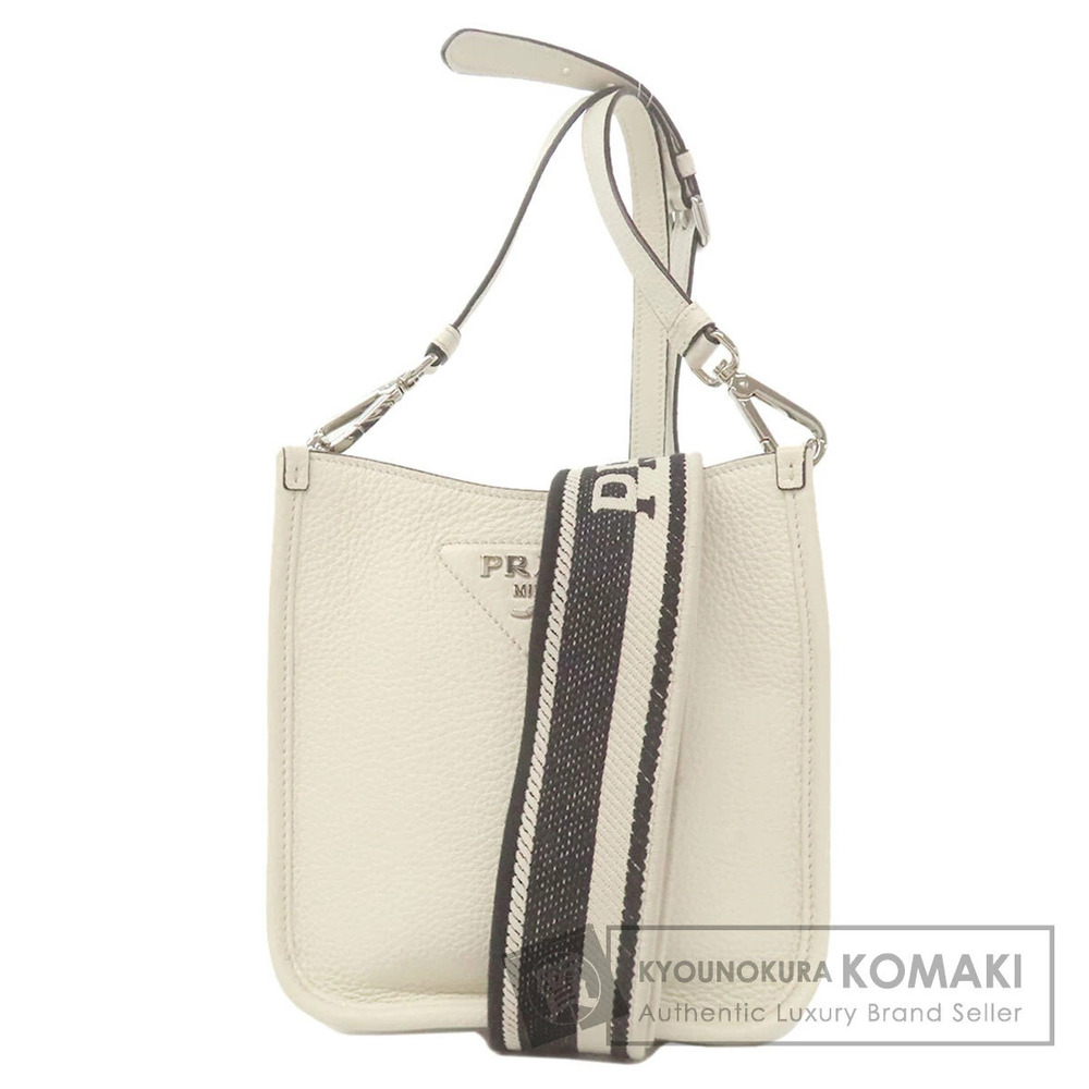 Prada Vitello Daino soft hobo messenger bag white